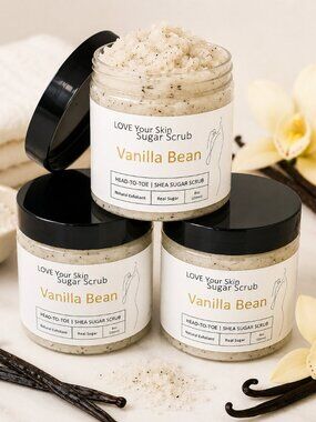 Shea Sugar Scrub Sugar Scrub for Glowing Skin | 8oz | Vanilla Bean